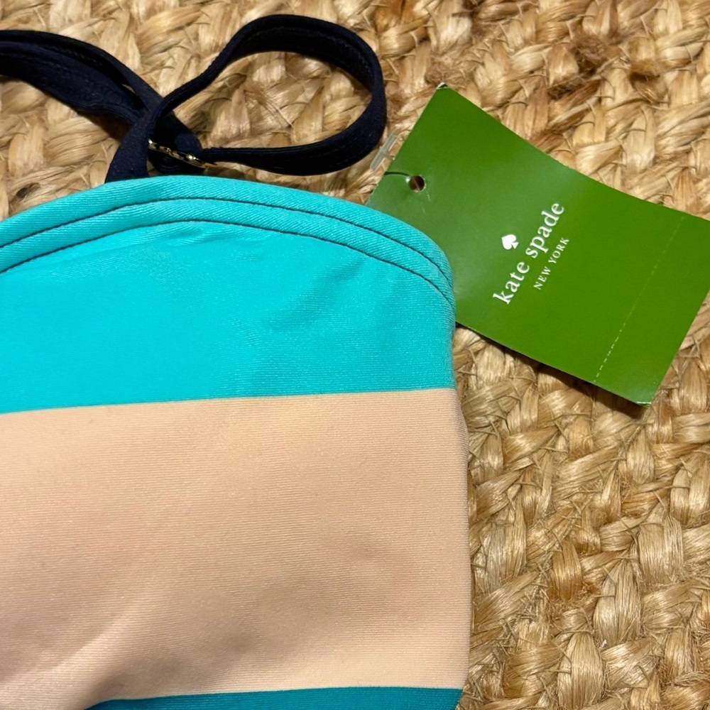 NWT Kate Spade Colorblock Bikini Set M Teal Beige - Picture 3 of 5